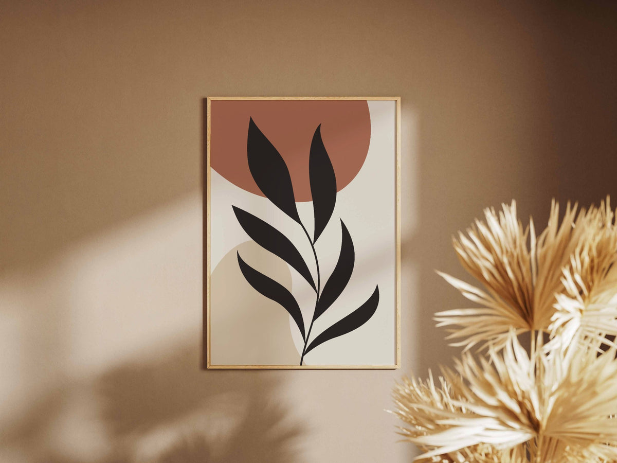 Black Brown Minimal Stem Abstract Poster