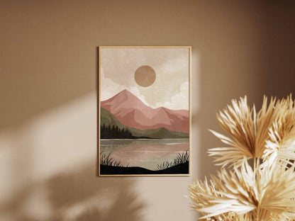 Dusty Rose Mountain Layers Poster
