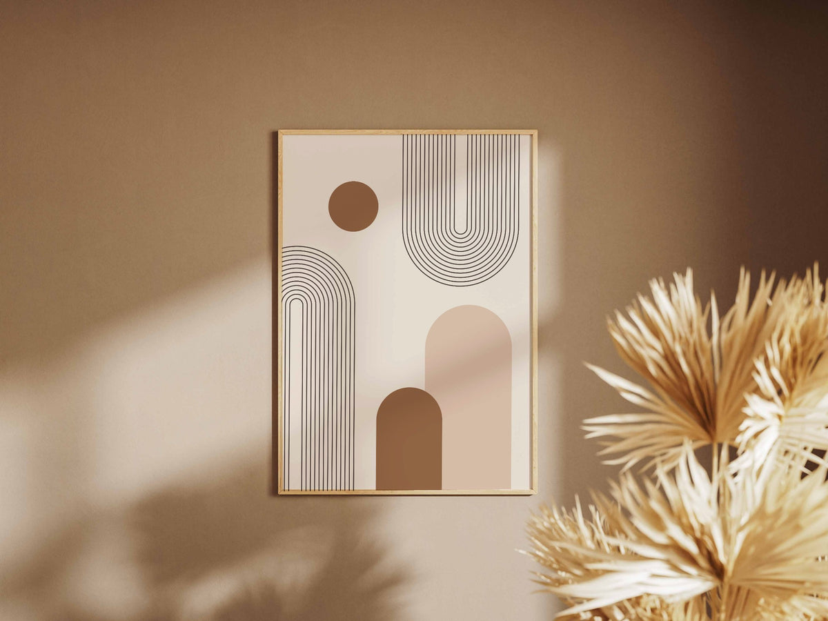 Ochre Grey Vertical Shapes Poster