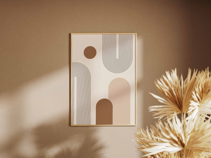Ochre Grey Vertical Shapes Poster