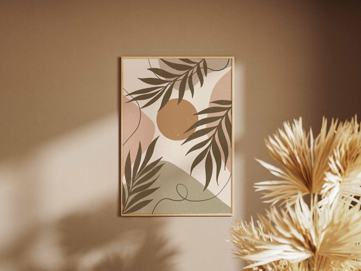 Brown Taupe Botanical Leaf Collage Poster