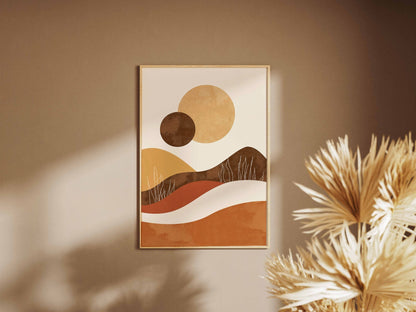 Ochre Rolling Hills Abstract Poster