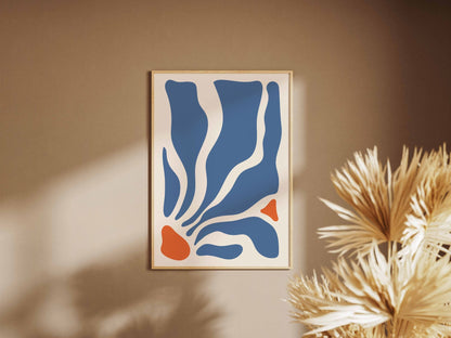 Blue Flowing Petal Abstract Poster