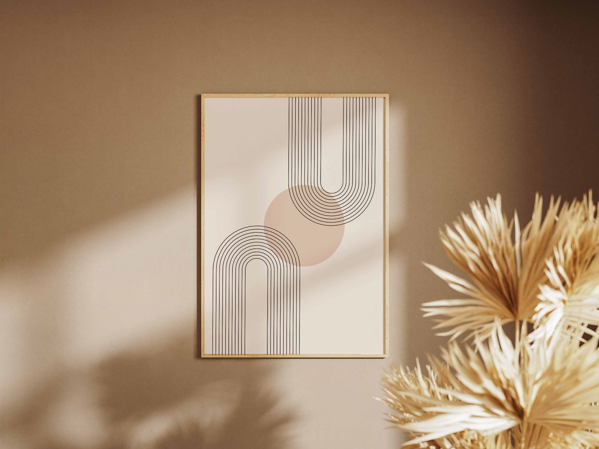 Peach Centre Crossing Lines Poster