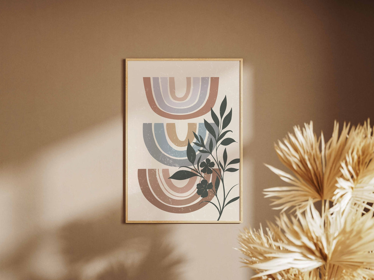 Blue Rust Rainbow Botanical Abstract Poster