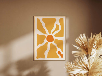 Golden Radiating Flower Abstract Poster