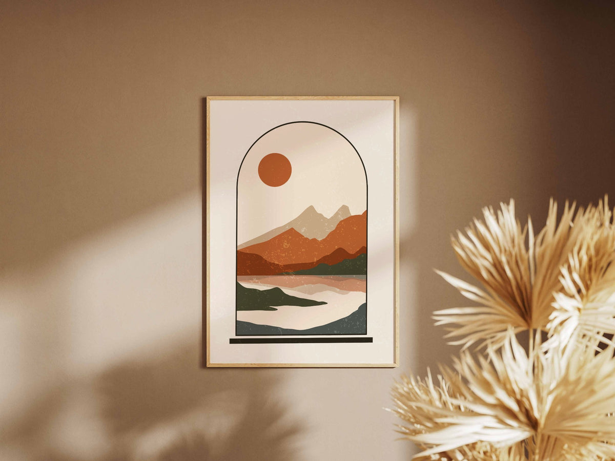 Rust Arch Mountain Water Poster