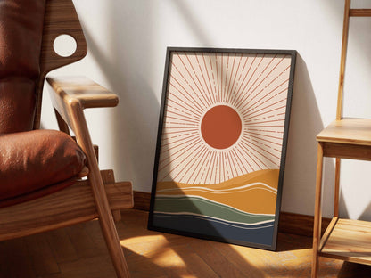 Terracotta Sunburst Hills Poster