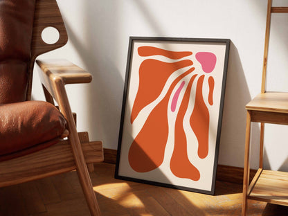 Terracotta Sweeping Bloom Abstract Poster