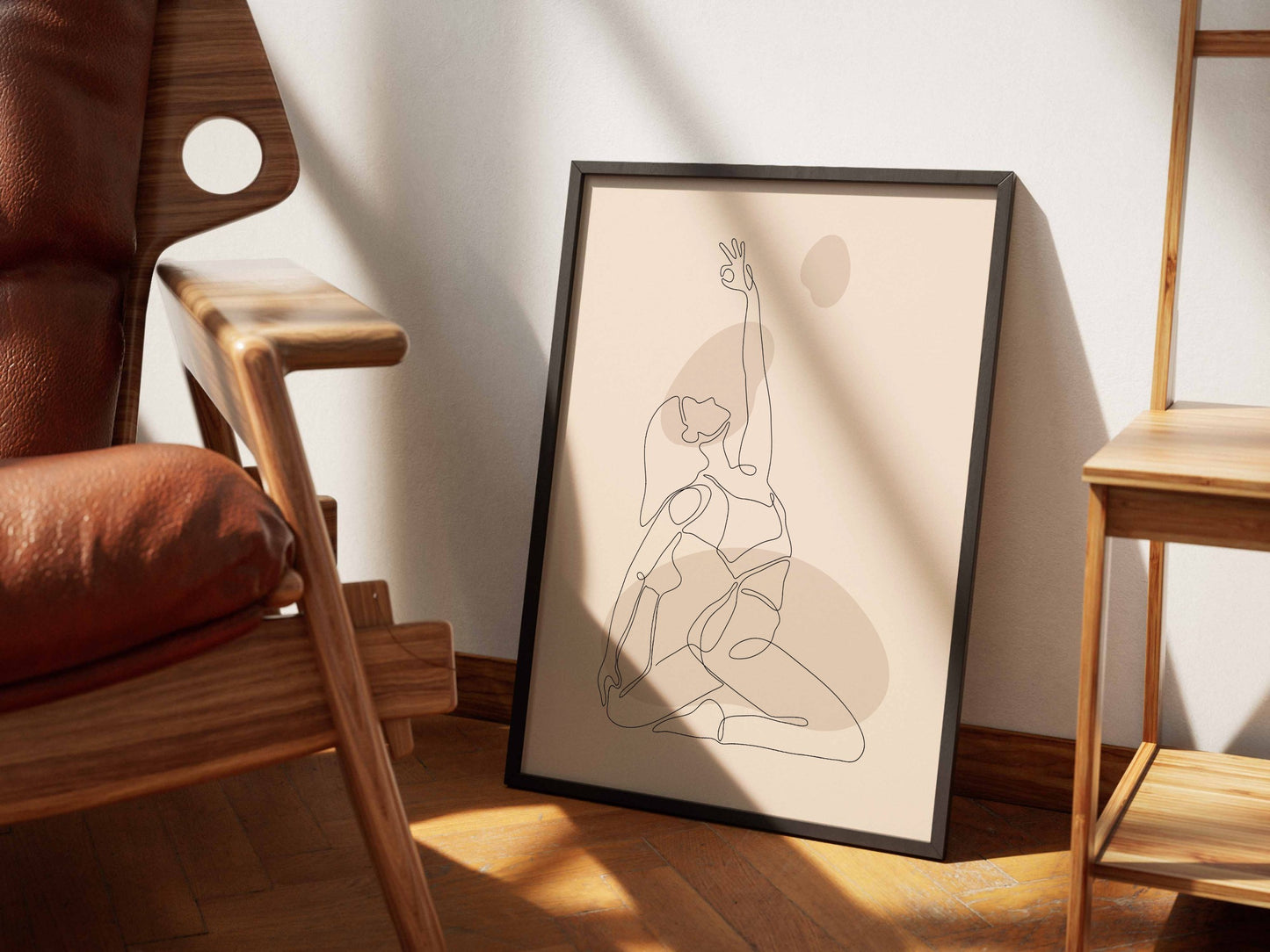 Cream Fine Line Organic Abstract Poster