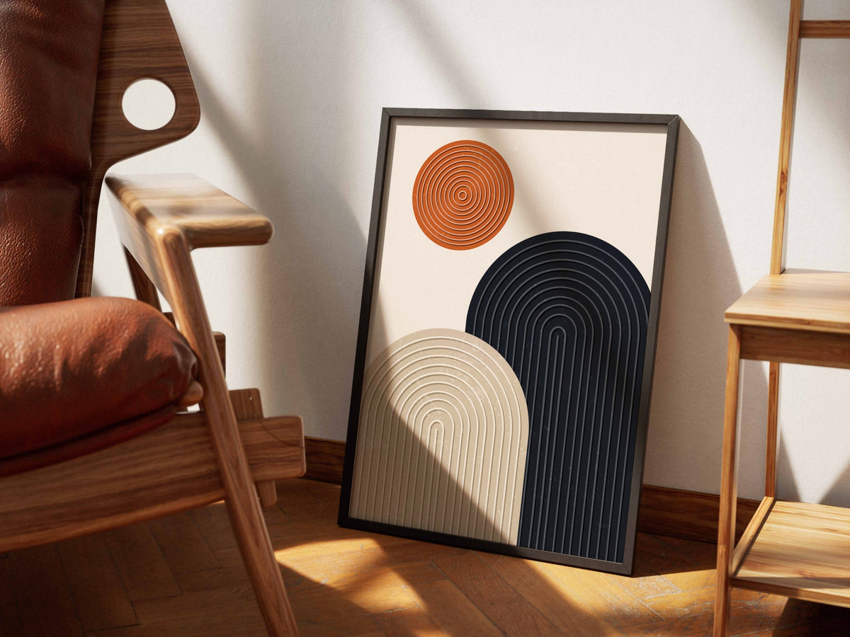 Orange Navy Twin Arches Poster
