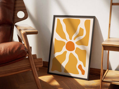 Golden Radiating Flower Abstract Poster