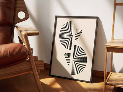 Grey Leaf Form Geometric Poster