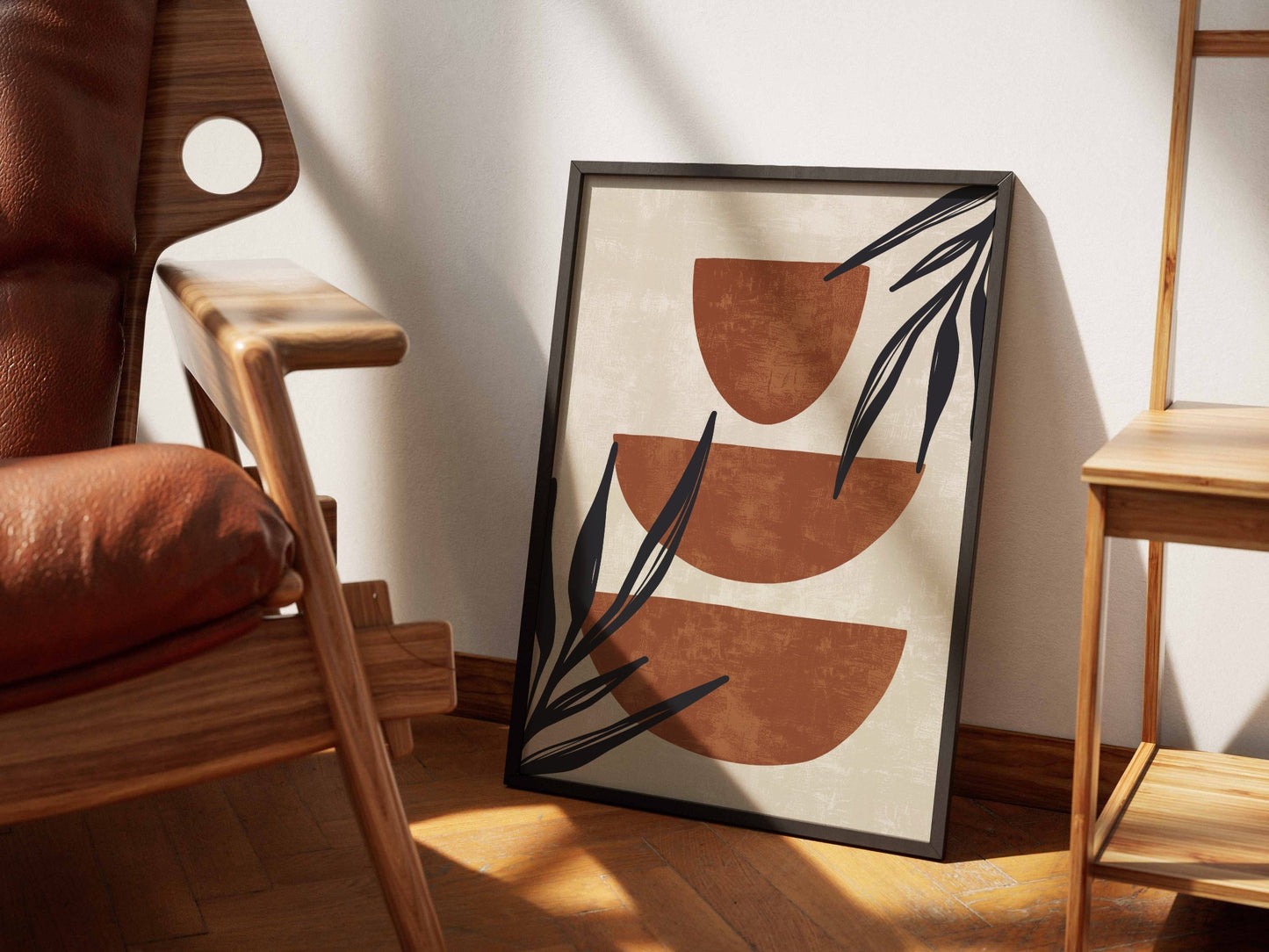 Rust Black Botanical Vessel Abstract Poster