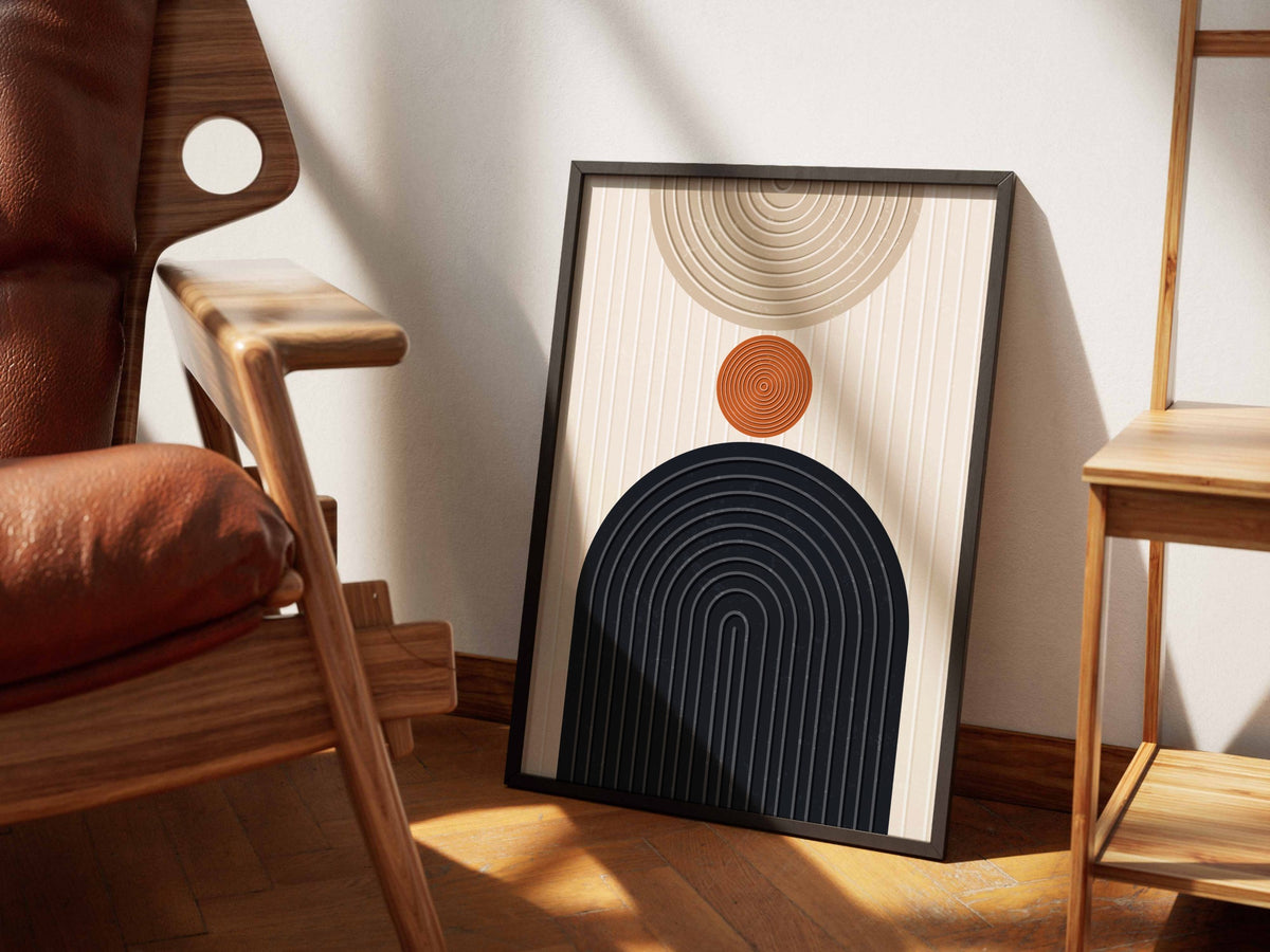 Orange Dot and Navy Arch Poster