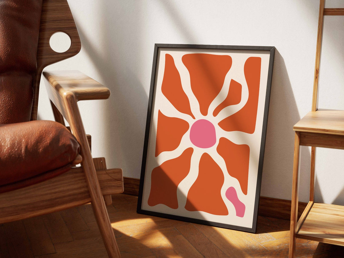 Coral Radiating Flower Abstract Poster