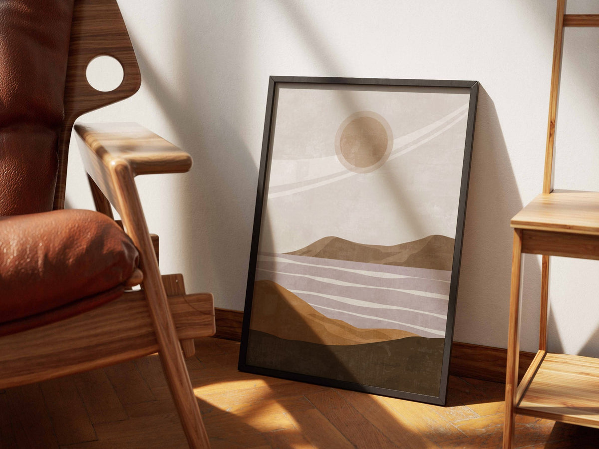 Neutral Moon Mountain Abstract Poster
