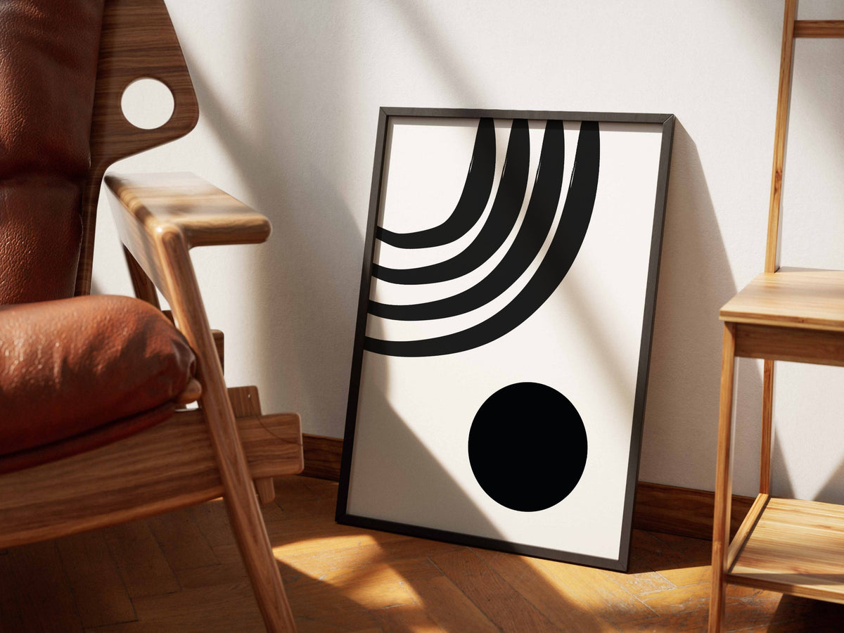 Black Triple Curve Graphic Poster