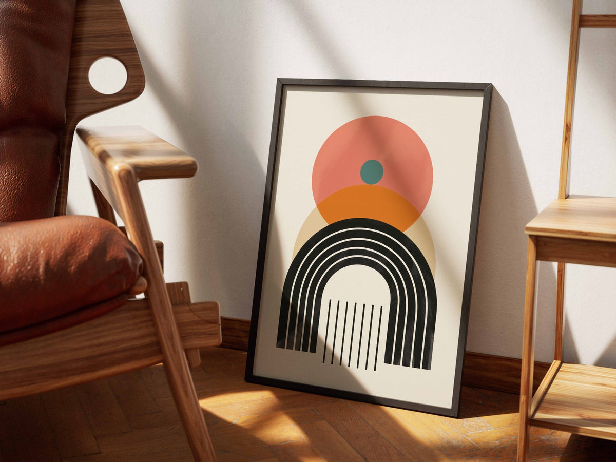 Coral Sun and Black Rainbow Poster