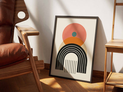 Coral Sun and Black Rainbow Poster