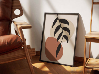 Brown Black Organic Leaf Balance Abstract Poster