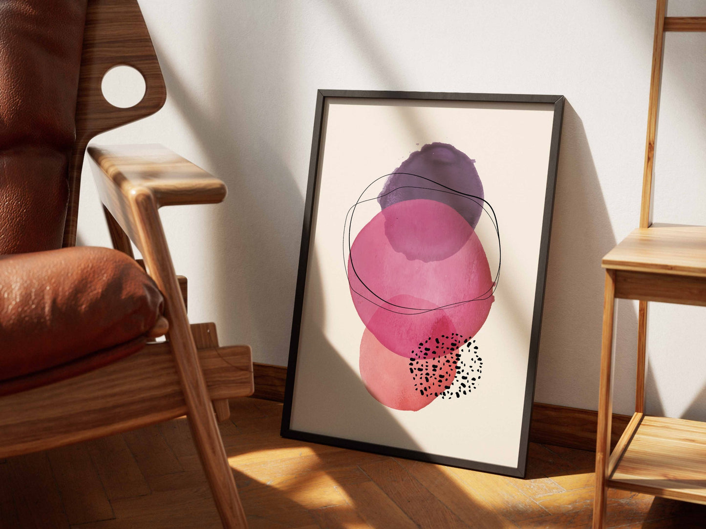 Pink Purple Layered Ovals Abstract Poster