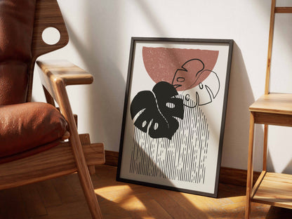 Black Terracotta Botanical Collage Poster