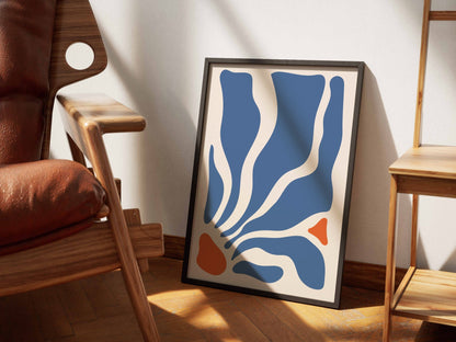 Blue Flowing Petal Abstract Poster