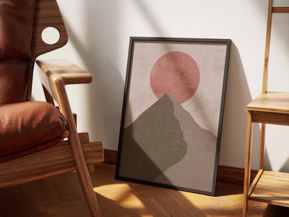 Rose Sun Mountain Minimal Poster