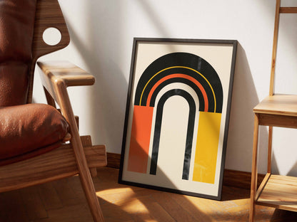Black Orange Colour Block Arch Poster