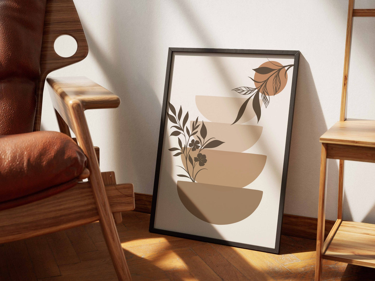 Olive Beige Botanical Bowl Abstract Poster