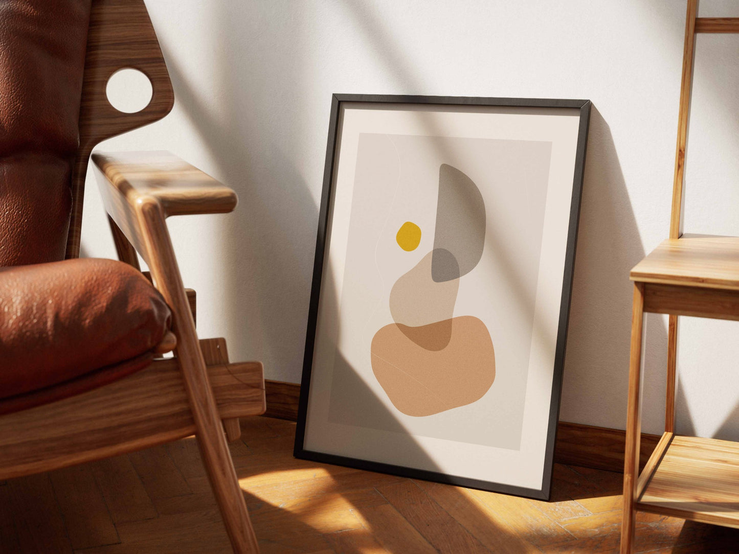 Beige Grey Layered Rounded Forms Poster