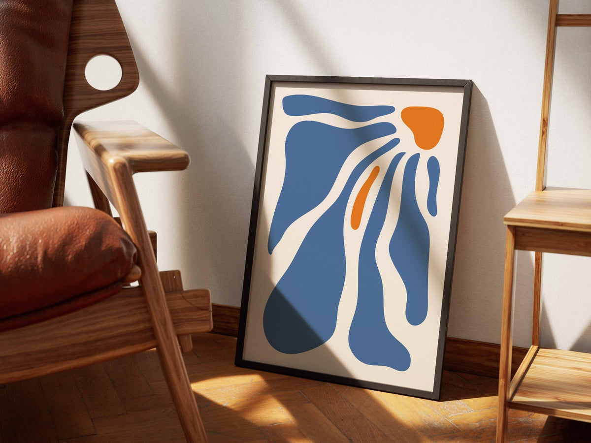 Blue Sweeping Bloom Abstract Poster