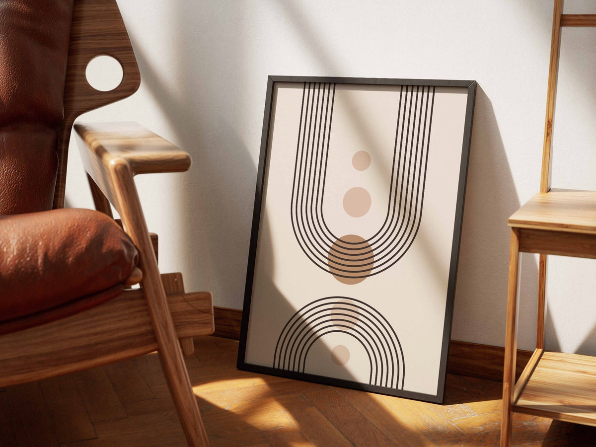 Taupe Long U-Line Medallion Poster