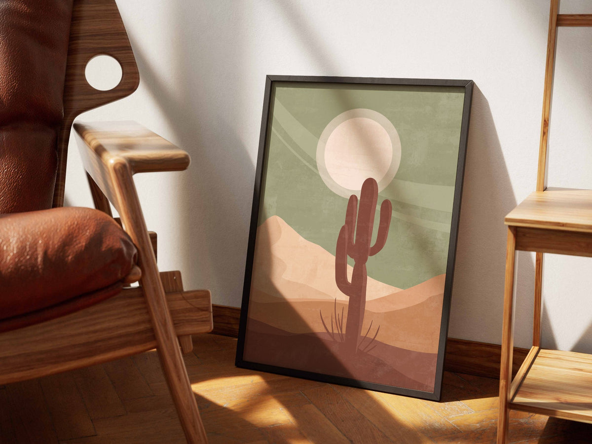 Sage Desert Cactus Sunset Poster