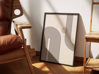 Taupe Corner Rainbow Lines Poster