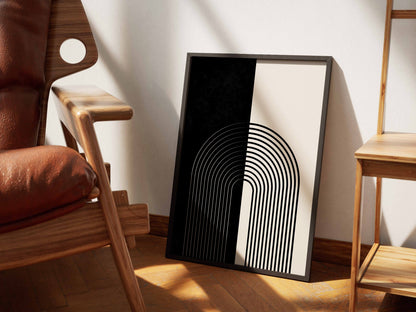 Black and Grey Split Circle Poster
