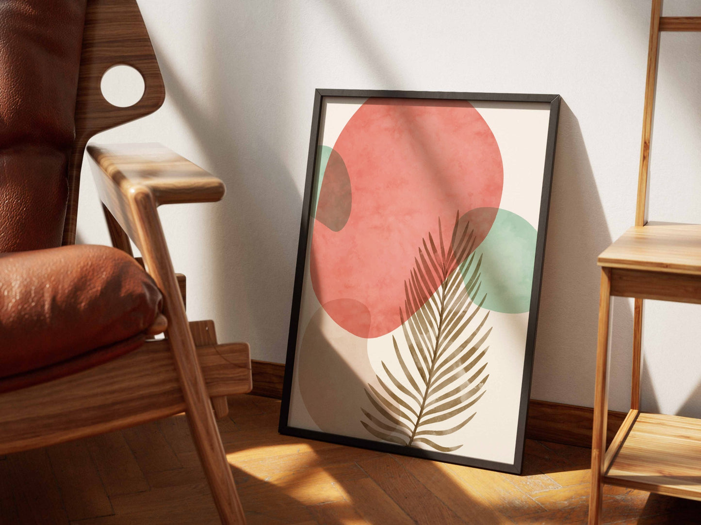 Pink Green Layered Organic Forms Abstract Poster