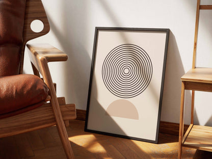 Grey Circular Fan Motif Poster