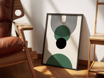 Green and Black Concentric Balance Poster