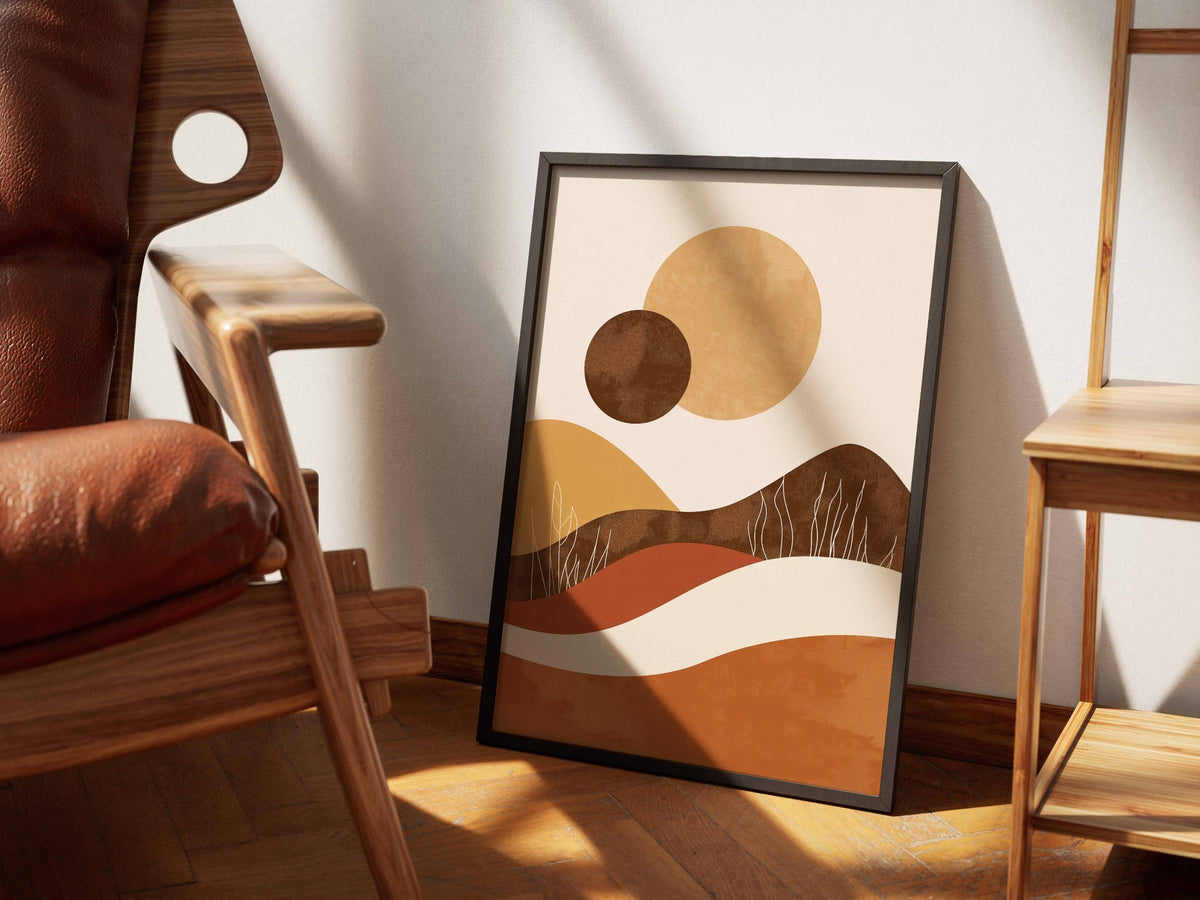 Ochre Rolling Hills Abstract Poster