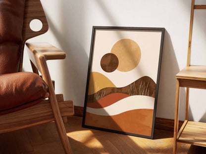Ochre Rolling Hills Abstract Poster