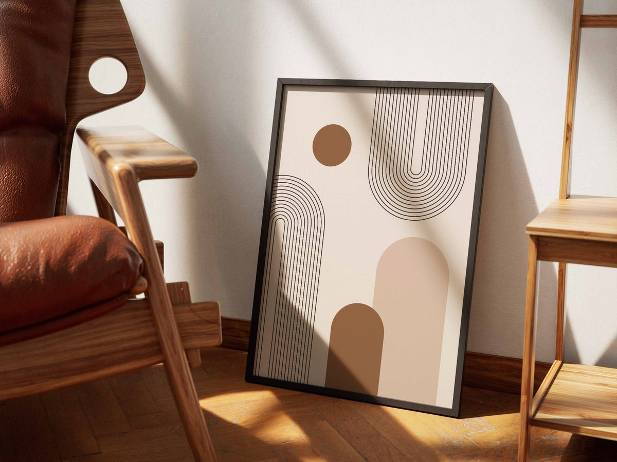 Ochre Grey Vertical Shapes Poster