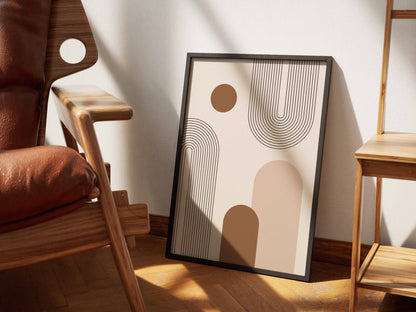 Ochre Grey Vertical Shapes Poster