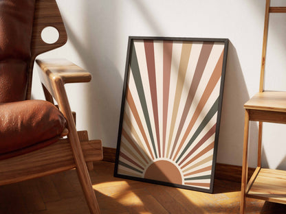 Terracotta Sunray Geometric Poster