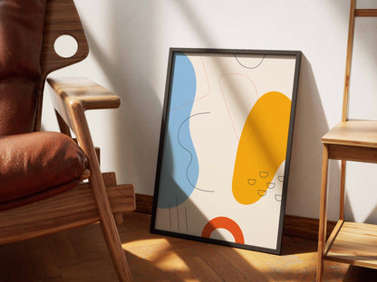 Blue Yellow Opposing Curves Abstract Poster