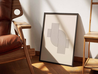 Grey Offset Step Lines Poster