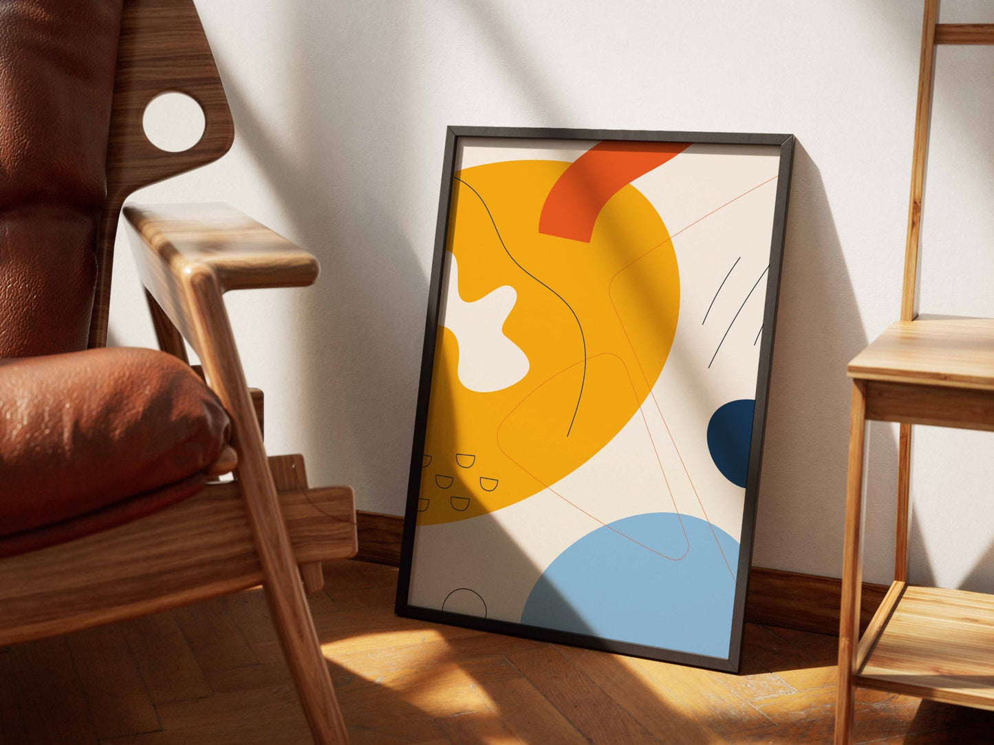 Orange Blue Sweeping Curves Abstract Poster