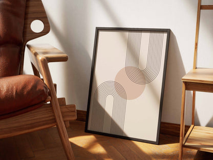 Peach Centre Crossing Lines Poster