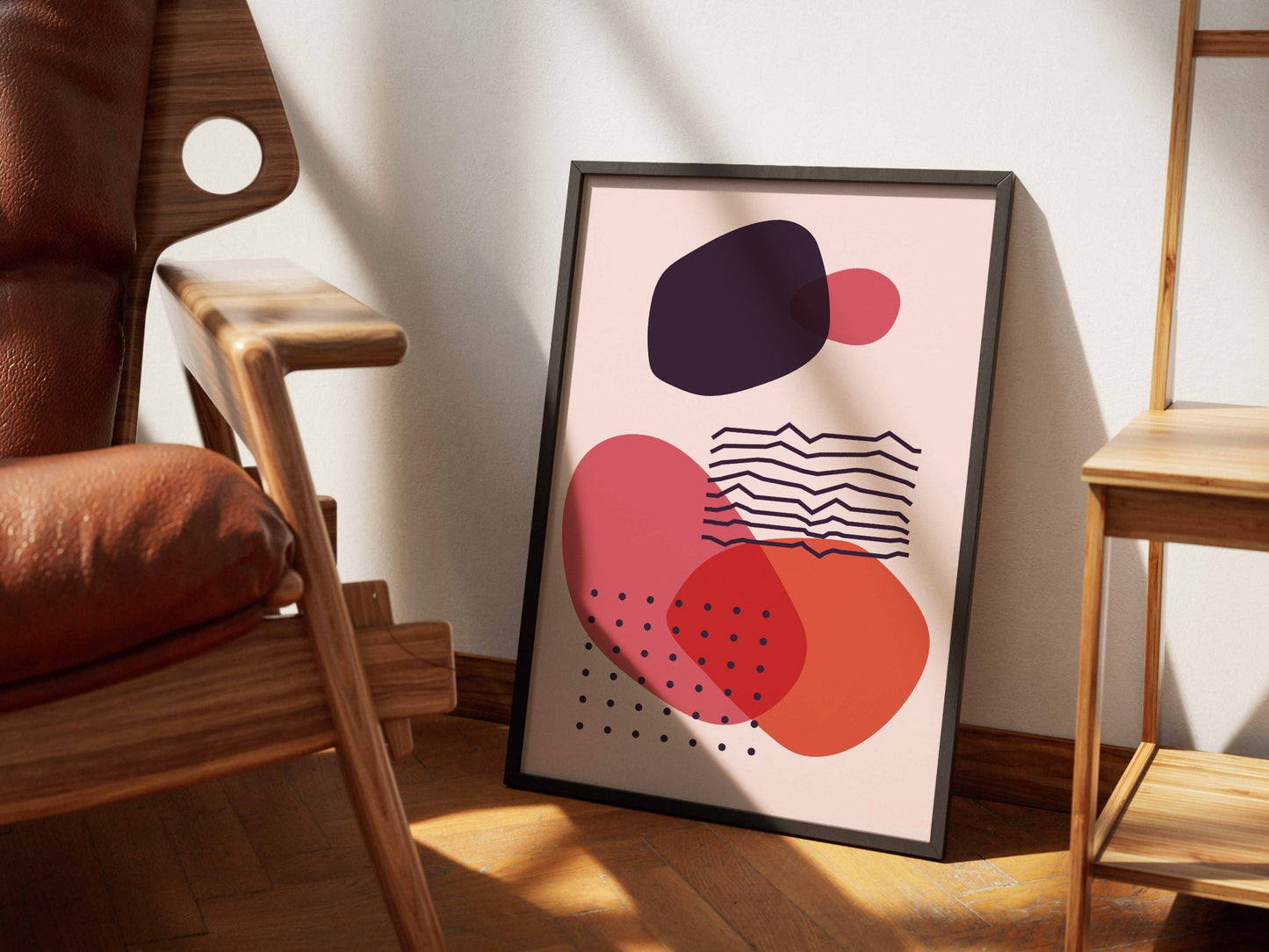 Pink Red Navy Circle Balance Abstract Poster